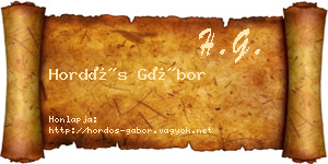 Hordós Gábor névjegykártya